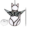 Stained Glass Cat On The Moon Window Hanging Pendant